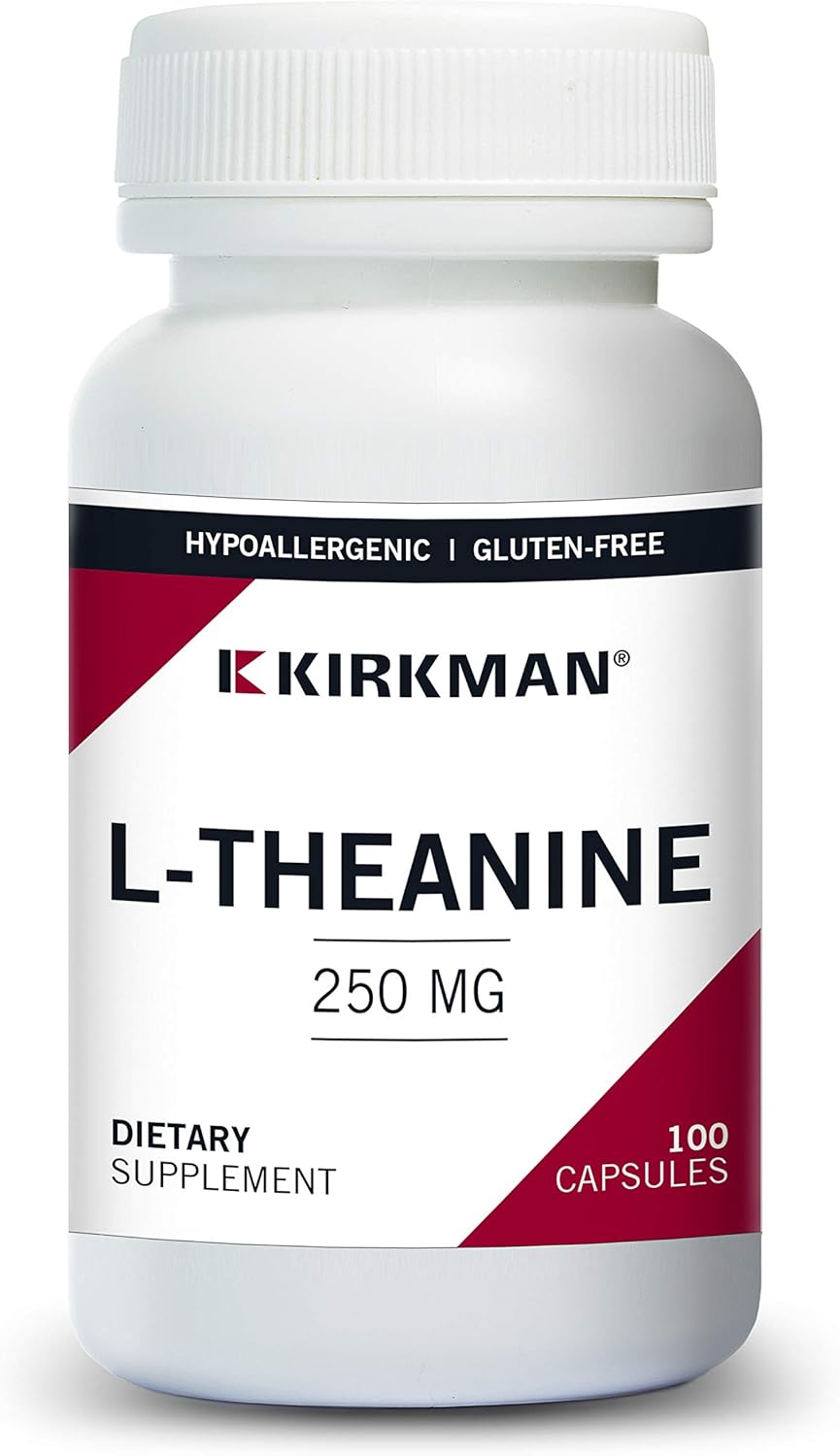 Kirkman – L-Theanine 250 Mg - Hypoallergenic – 100 Vegetarian Capsules – Gluten Free – Casein Free – Amino Acid