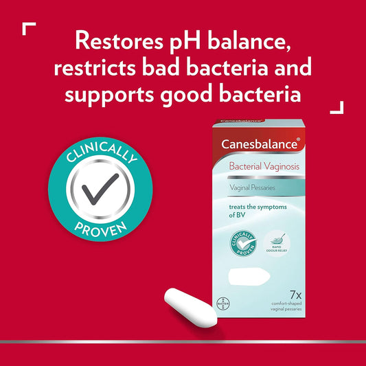 CanesBalance Vaginal Pessaries | Bacterial Vaginosis Symptom Treatment | Starts To Work Immediately To Relieve Unpleasant Intimate Odour Associated With BV | Clinically Proven - Pack Of 7