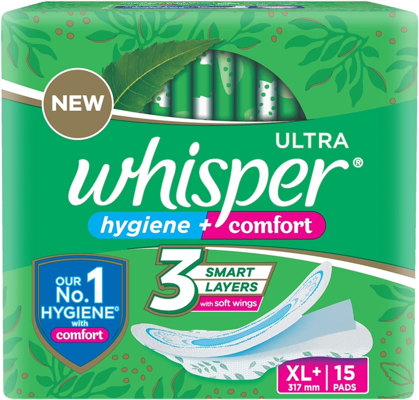 Whisper Ultra Sanitary Pads with Wings - 15 Pieces (XL Plus)