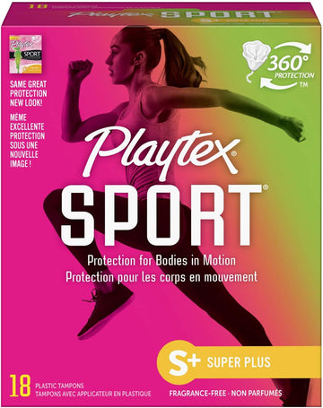 Playtex Sport Tampons, Super Plus Absorbency, Fragrance-Free - 36Ct (2 Packs Of 18Ct)