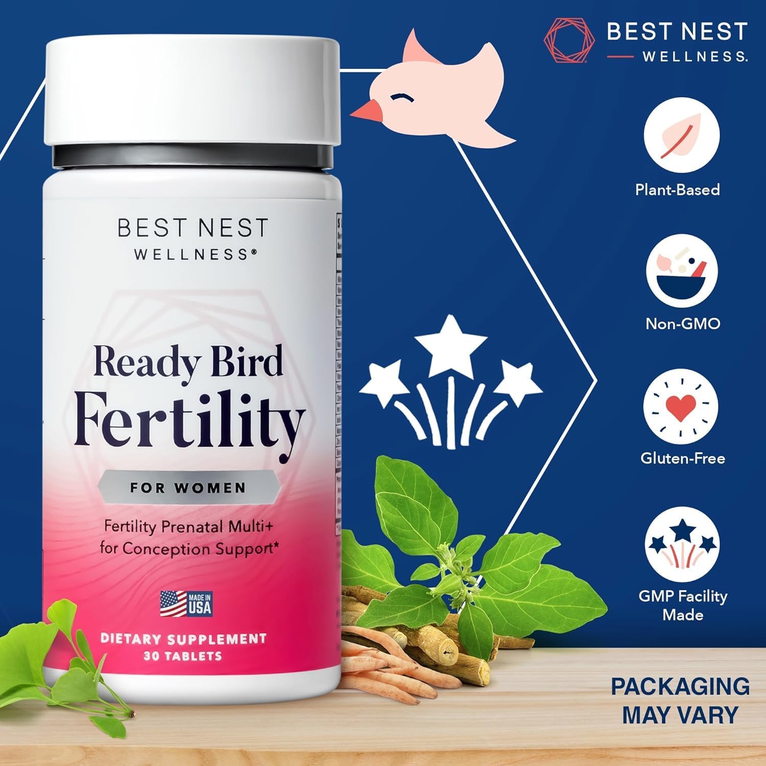 Best Nest Wellness Fertility Supplements for Women, Vegan Prenatal Vitamins for Women Methylfolate Ashwagandha Whole Food Blend Conception Supplements & Pre Natal Multivitamin Formula, 30Ct : Health & Household
