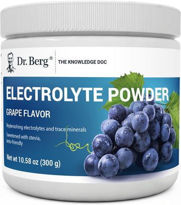 Dr. Berg Hydration Keto Electrolyte Powder - Enhanced w/ 1,000mg of Potassium & Real Pink Himalayan Salt (NOT Table Salt) - Grape Flavor Hydration Drink Mix Supplement - 50 Servings