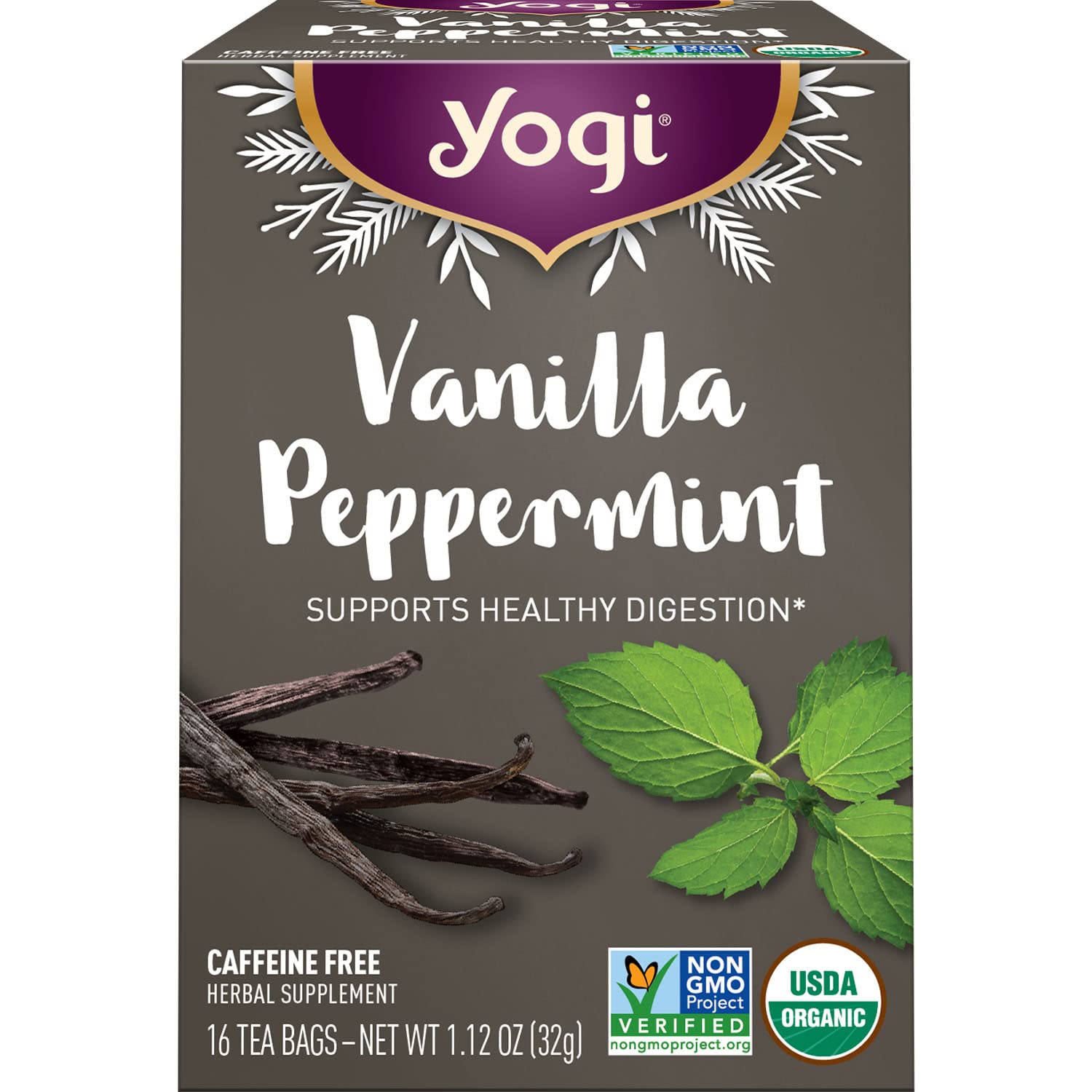 Yogi Tea Vanilla Peppermint Tea - 16 Tea Bags Per Pack (4 Packs) - Herbal Peppermint Vanilla Tea To Support Healthy Digestion - Limited Edition Holiday Digestive Tea With Peppermint, Ginger & More