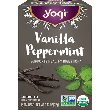 Yogi Tea Vanilla Peppermint Tea - 16 Tea Bags Per Pack (4 Packs) - Herbal Peppermint Vanilla Tea To Support Healthy Digestion - Limited Edition Holiday Digestive Tea With Peppermint, Ginger & More