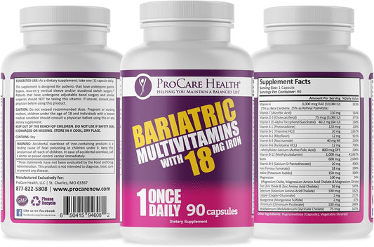 ProCare Health | Bariatric Multivitamin | Capsule | 18mg | 90 Count