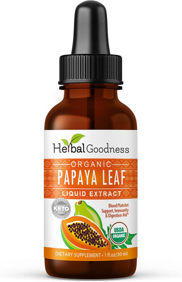 Papaya Leaf Extract Platelet Support - Papaya Leaf Extract For Platelets, Digestion Supplement - Papaya Extract Organic - Papaya Leaf Juice - 1Oz -Herbal Goodness(1 Btl)