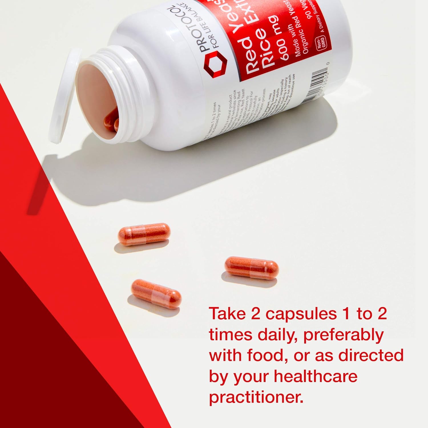 Protocol Red Yeast Rice Extract 600mg - Traditional Herbalism - 90 Veg Caps