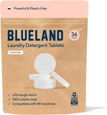 Blueland Laundry Detergent Tablets 36 Count, Plastic-Free Alternative To Pods, Sheets, Or Liquid - Natural, Sustainable, Eco-Friendly Laundry Detergent In Compostable Pouch