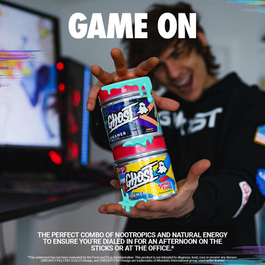 Ghost Gamer Bundle: Energy And Focus Support Formula - Peach And Swedish Fish