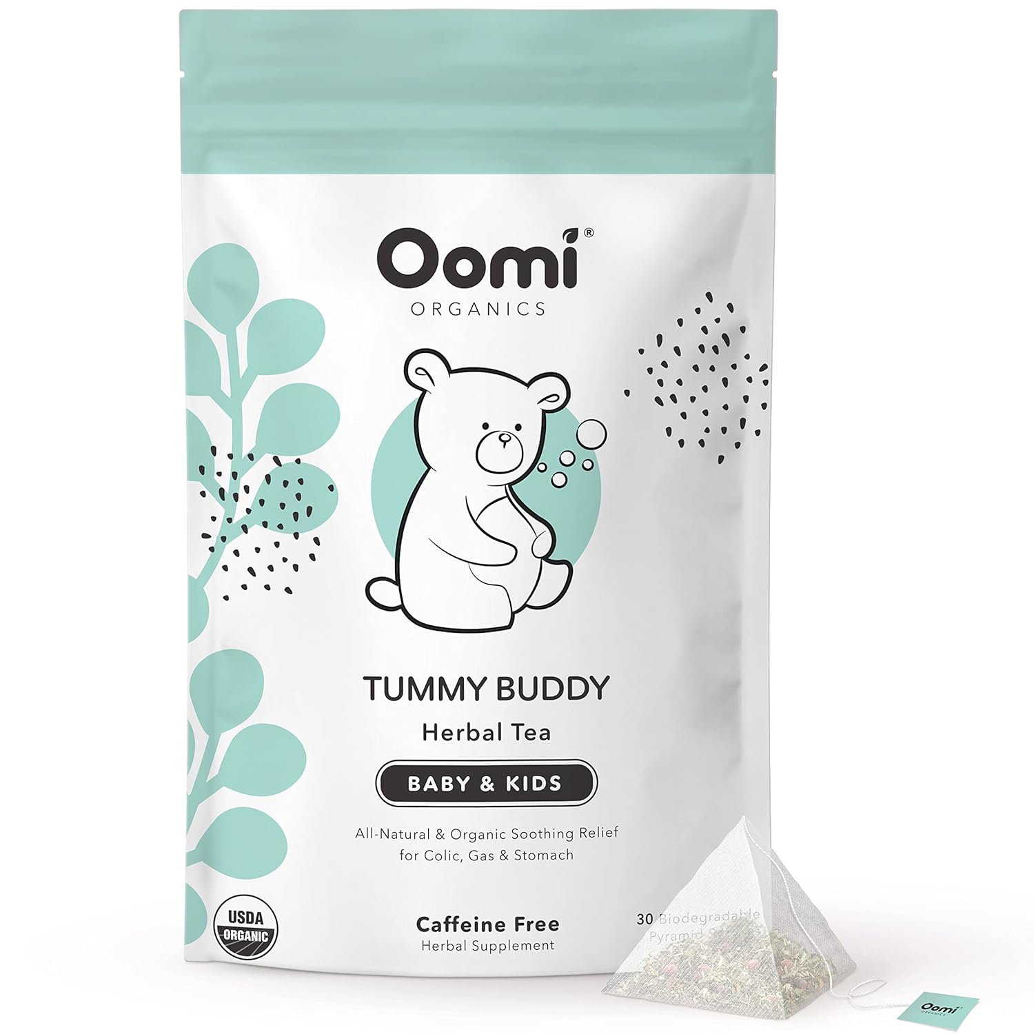 Baby Gas Relief, Colic, & Acid Reflux Relief Herbal Tea by Oomi - USDA Organic 60 Servings