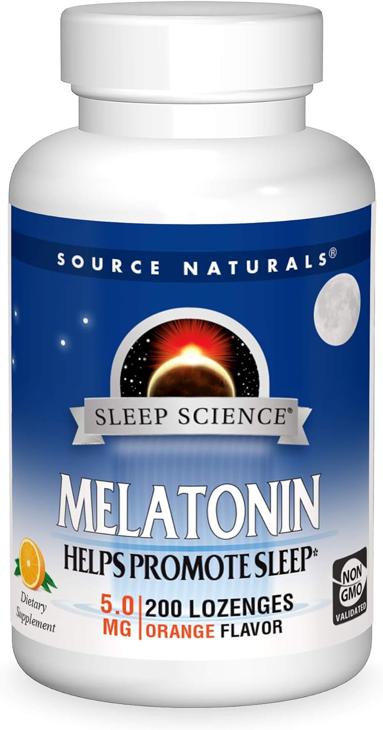 Source Naturals Melatonin, Dietary Supplement That Supports Sleep* 5 mg - 200 Orange Flavored Lozenges