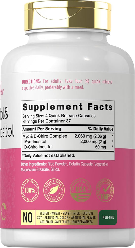 Carlyle Myo-Inositol And D-Chiro Inositol 2060Mg | 150 Capsules | Non-Gmo, Gluten Free Supplement