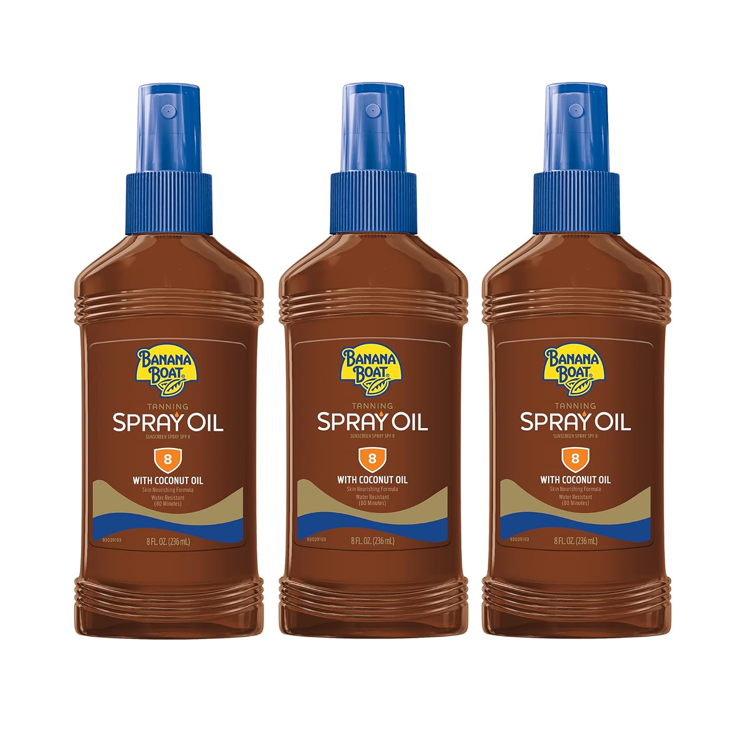 Banana Boat Tanning Oil Pump Spray Sunscreen Spf 8, 8Oz | Spf Tanning Oil, Outdoor Tanning Oil Spf 8, Oxybenzone Free Sunscreen, Banana Boat Spray Oil Spf 8, 8Oz (Pack Of 3)