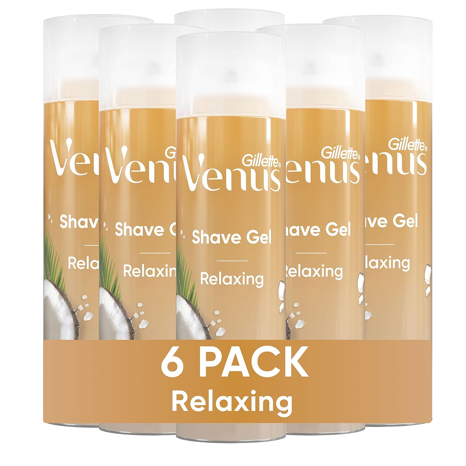 Gillette Venus Relaxing Coconut Shave Gel, Women’S, Shaving Cream, 7 Oz Pack Of 6 (42 Oz Total)