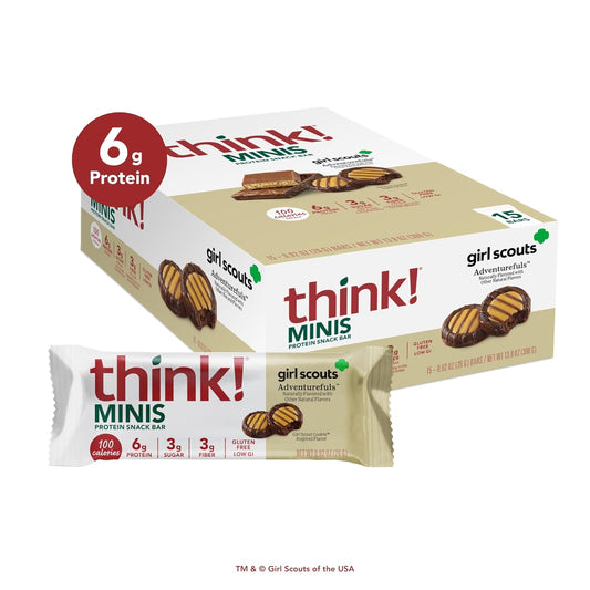 Think! Minis Protein Snack Bars, Gluten Free, Girl Scouts Adventurefuls, 15 Count