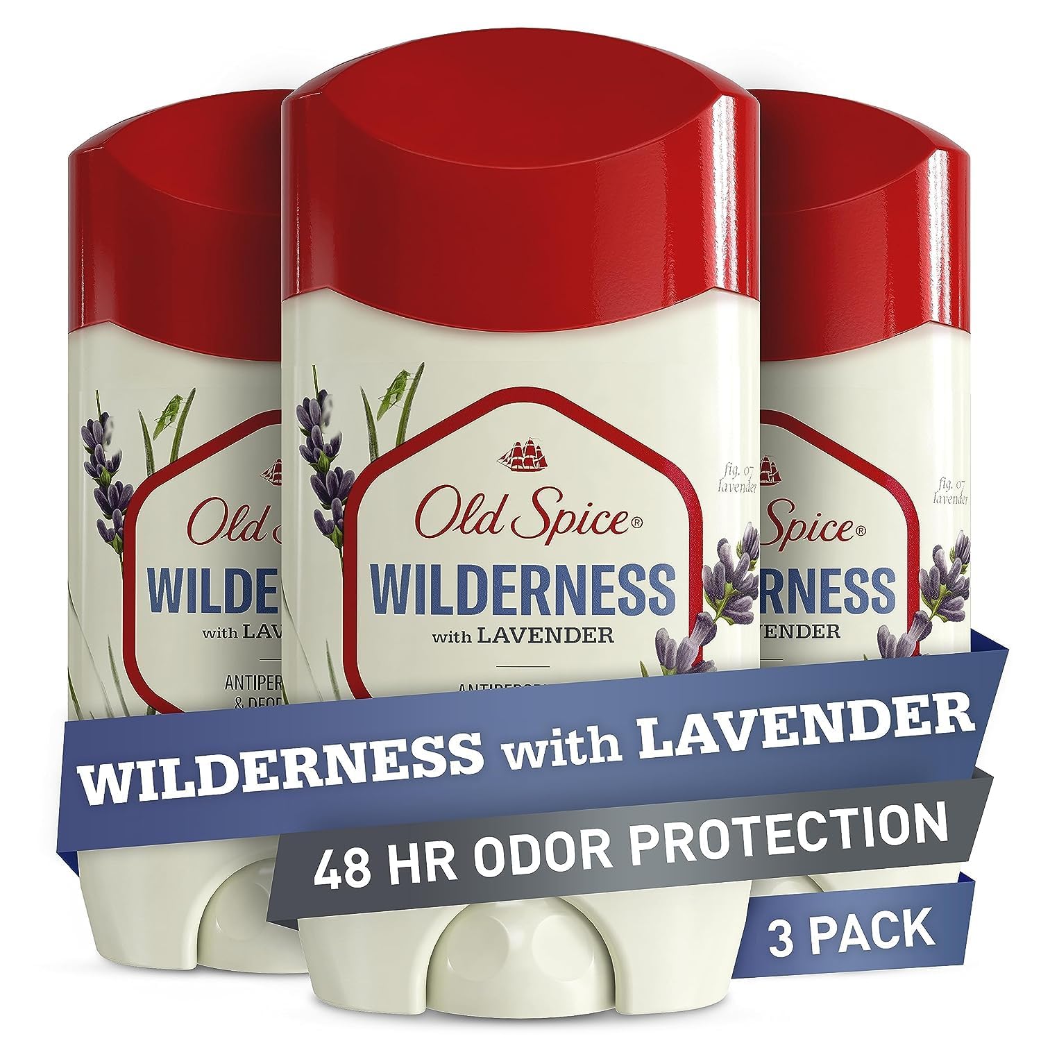 Old Spice Men's Antiperspirant & Deodorant Wilderness with Lavender, 2.6oz, (Pack of 3)