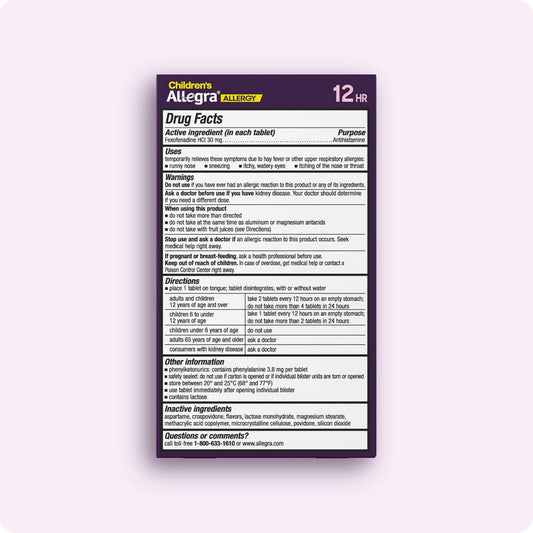 Allegra Children'S 12-Hour Allergy Relief Orally Dissolving Tablets, Non-Drowsy Indoor And Outdoor Allergy Medicine, 30 Mg Fexofenadine Hci Antihistamine For Kids, Orange Cream Flavor, 24-Count