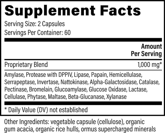 Global Healing Ultimate Enzymes - Essential Systemic & Digestive Enzymes Supplement for Healthy Digestion, Immune System Booster and Natural Gut Health-Occasional Gas & Bloating Relief -120 Capsules