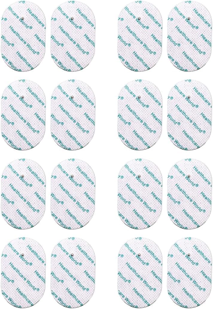 Tens Electrode Pads Oval Shaped Self-Adhesive Electrodes (16 Pcs) 2.2Mm Stud Connection Compatible With Omron Tens Devices