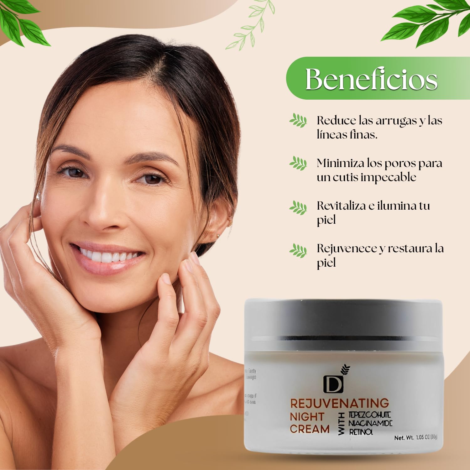 Rejuvenating Facial Night Cream With Retinol, Tepezcohuite, Niacinamide - Cruelty-Free, Vegan, Paraben-Free Silicone-Free Mexican Natural Skincare Ingredients