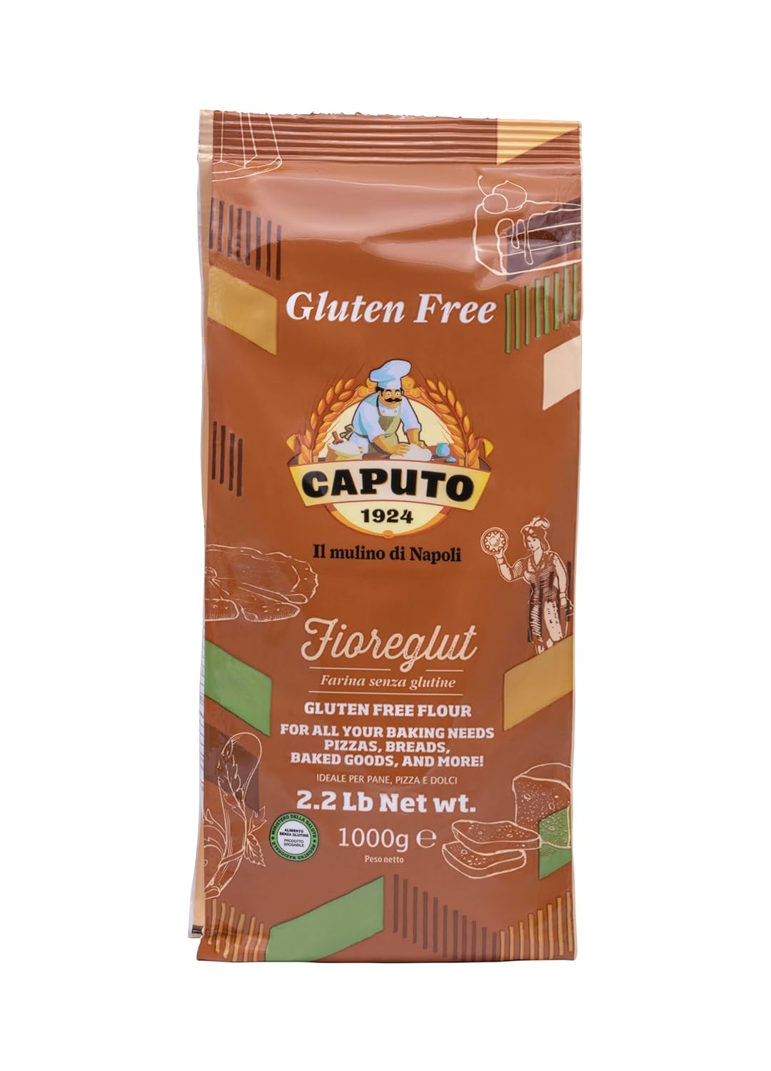 Antimo Caputo Gluten Free Pizza Flour 2.2Lb - All Natural Multi Purpose Flour & Starch Blend For Baking Pizza, Bread, & Pasta