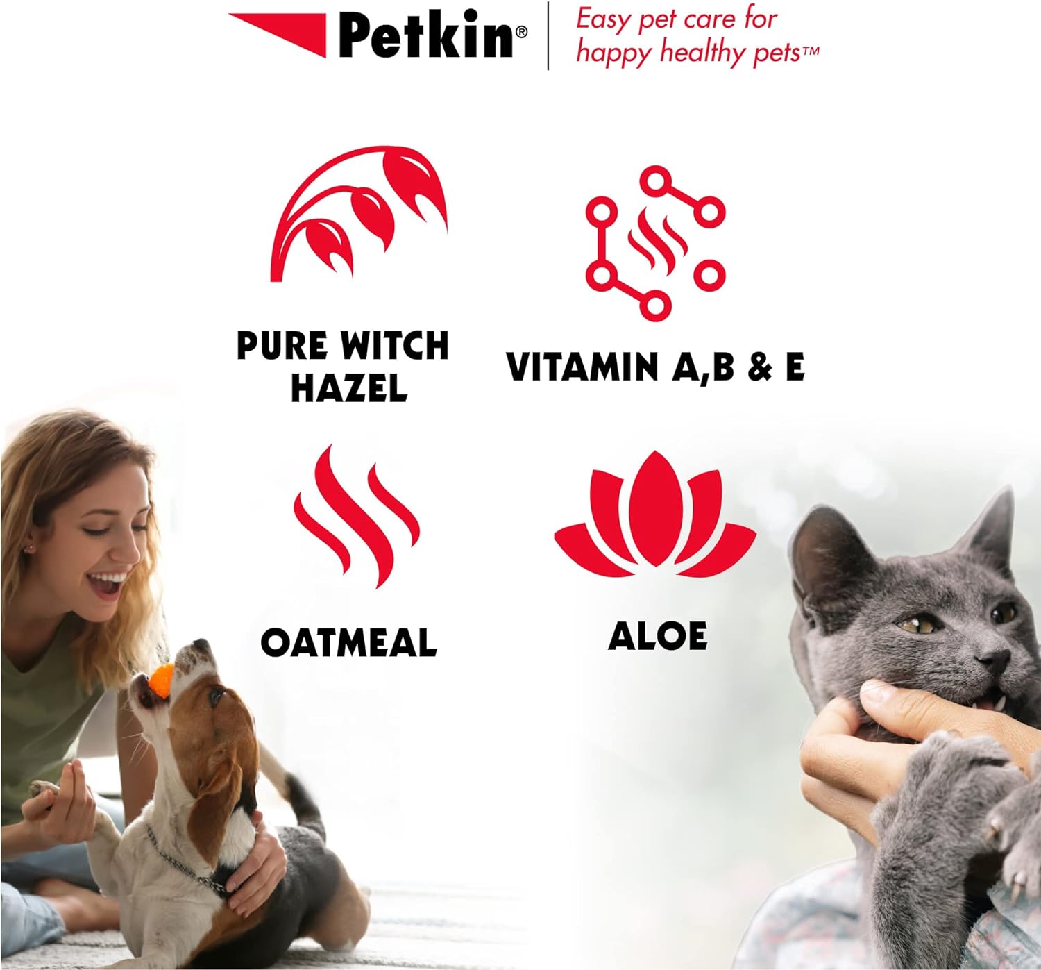 Petkin Anti Itch Wipes for Dogs and Cats, 60 Wipes, 2 Pack - Soothes Hot Spots, Skin Irritations and Scratching - Bitter Taste Stops Licking and Chewing - Super Convenient, Ideal for Home or Travel : Pet Supplies