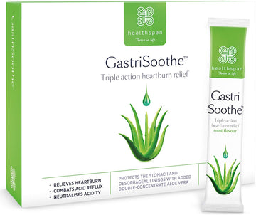 Healthspan Gastrisoothe Heartburn & Acid Reflux (24 Sachets) | Triple-Action Formula Soothes Stomach Lining, Fights Acid Reflux & Neutralises Acidity | Aloe Vera | Mint Flavour | Vegetarian