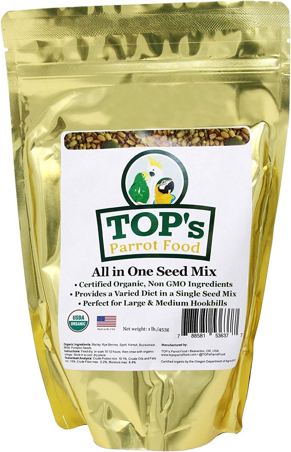 Tops`s All-in-One Parrot Seed and Soaking Mix - 1lb :Pet Supplies