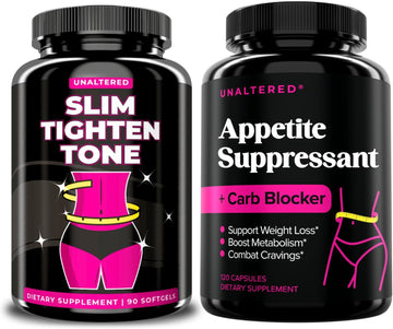 Unaltered Belly Fat Burner & Appetite Suppressant - Weight Loss Bundle For Women - 1 Month Supply