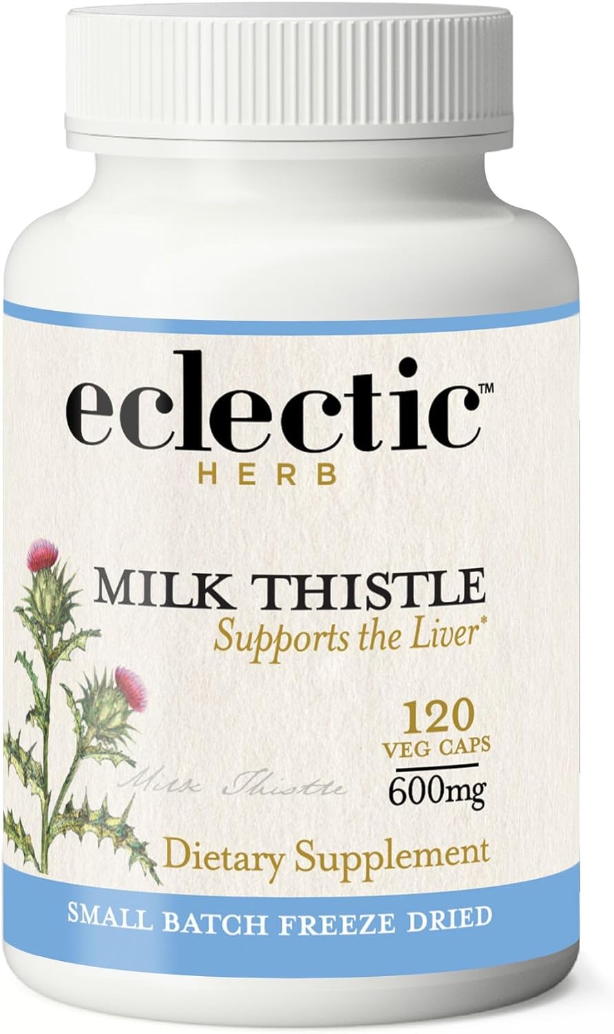 Eclectic Institute Raw Freeze-Dried Non-Gmo Milk Thistle | With Silymarin For Liver Support - Detox, Cleanse & Maintain | 120 Ct