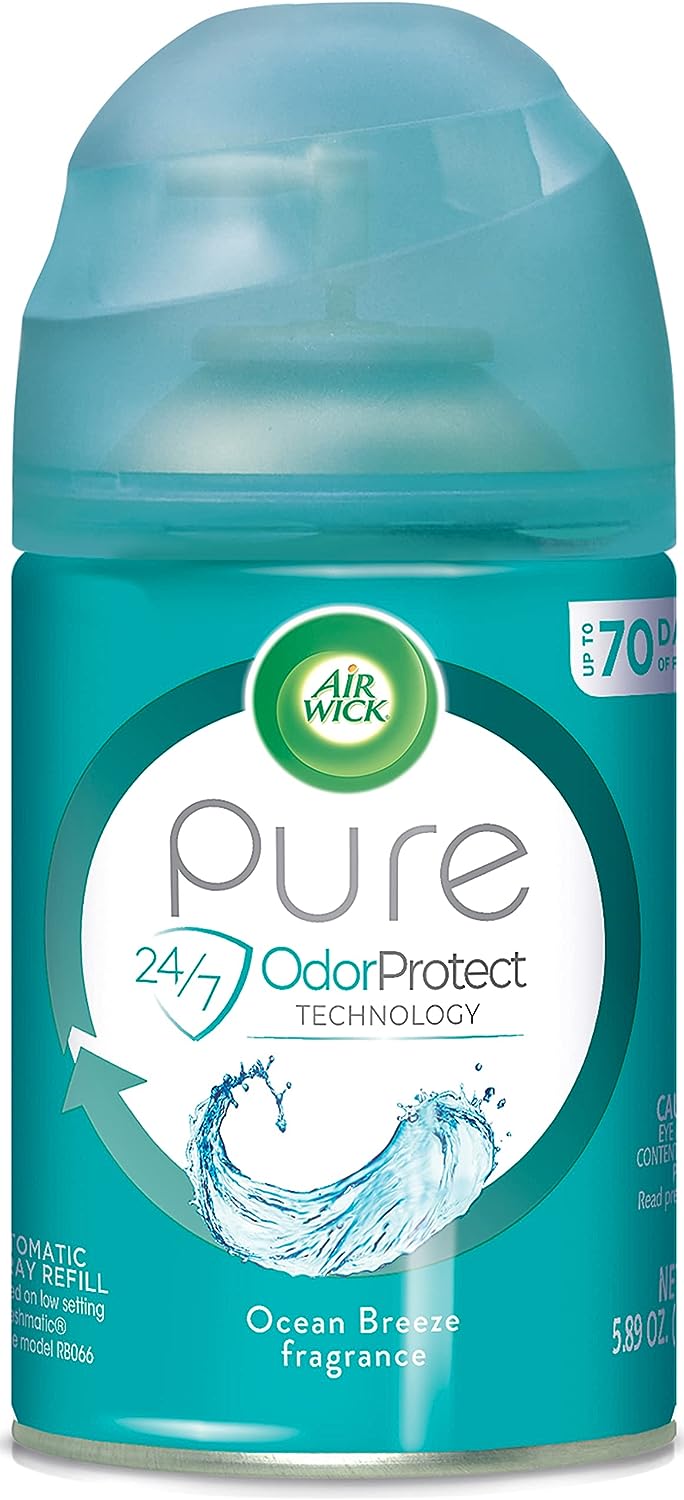 Air Wick Automatic Air Freshener Spray Refill, 1ct, Ocean Breeze, Odor Neutralization, Essential Oils