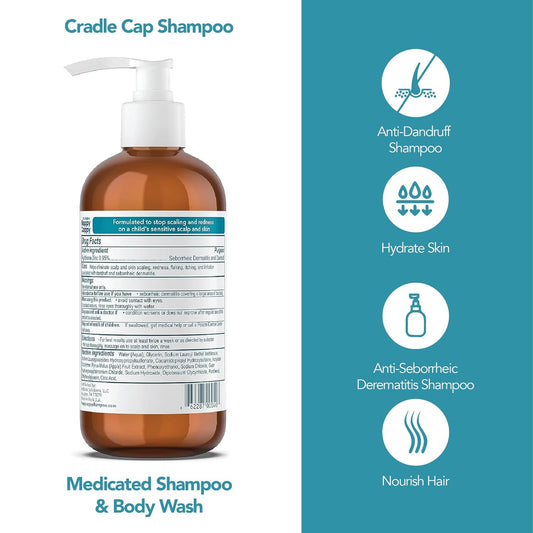 Happy Cappy Dr. Eddie’S Medicated Shampoo For Children, Treats Dandruff & Seborrheic Dermatitis, No Fragrance, Stops Flakes And Redness On Sensitive Scalps And Skin, Cradle Cap Brush Not Needed, 8 Oz