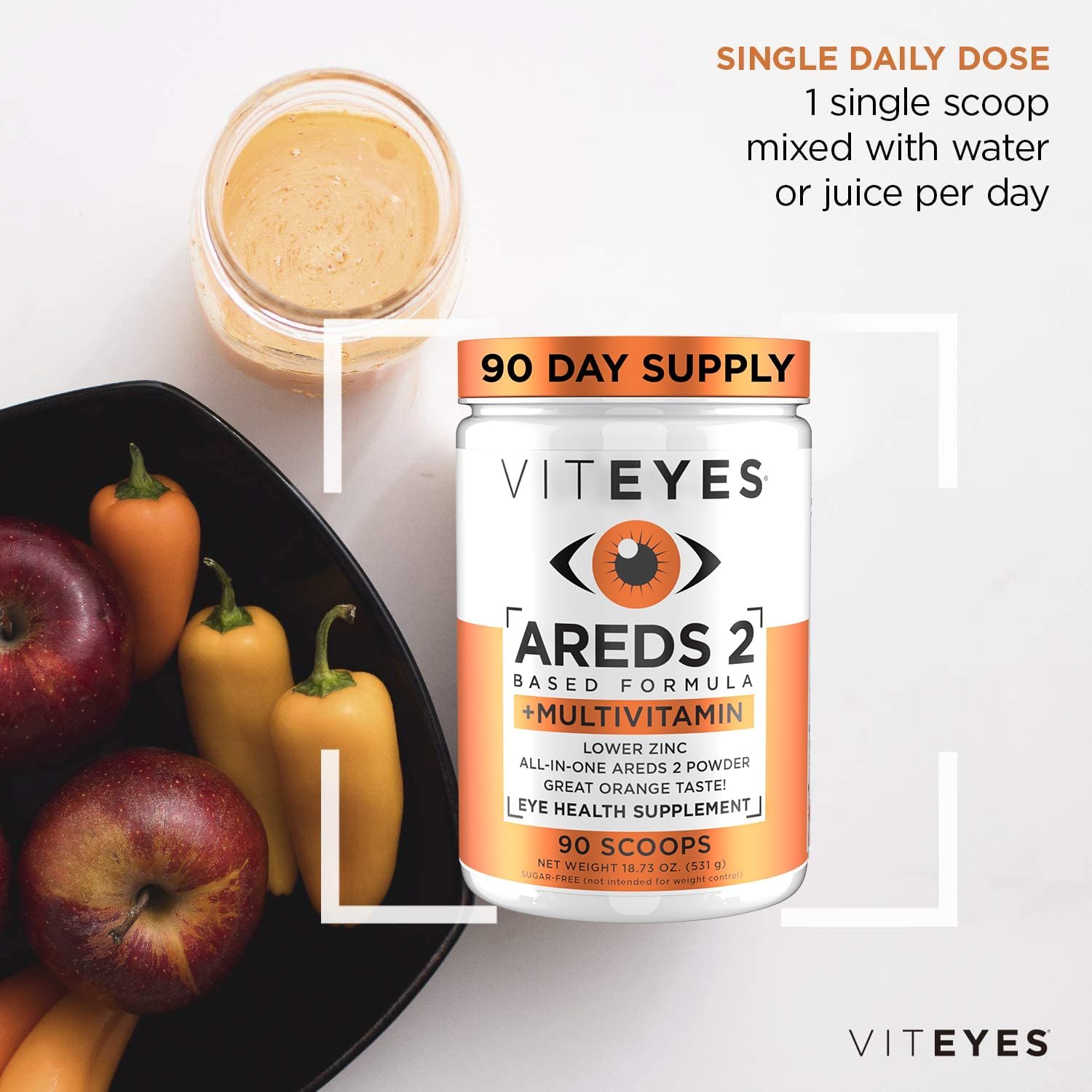 Viteyes AREDS 2 Powder + Multivitamin All-in-One, Macular Protection, Alternative to AREDS 2 chewables, No Pills, Lutein & Zeaxanthin, AREDS 2 Eye Vitamins Drink, Natural Orange Flavor, 90 Scoops : Everything Else