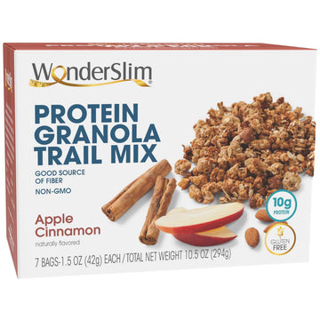 Wonderslim Protein Granola Trail Mix, Apple Cinnamon, 10G Protein, Gluten Free (7Ct)