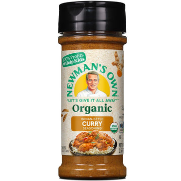 Newman'S Own Organic Indian Style-Curry Seasoning; Perfect Spices For Curries; Curry Powder; Usda Certified Organic; No Preservatives; Non-Gmo; Gluten-Free; Salt Free; 100% Profits To Help Kids In Need; 2.56 Oz Bottle