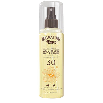 Hawaiian Tropic Weightless Hydration Dry Oil Sunscreen Mist SPF 30, 5oz | Sunscreen Oil, Dry Oil Sunscreen Spray, Hawaiian Tropic Sunscreen SPF 30, Oxybenzone Free Sunscreen, 5oz