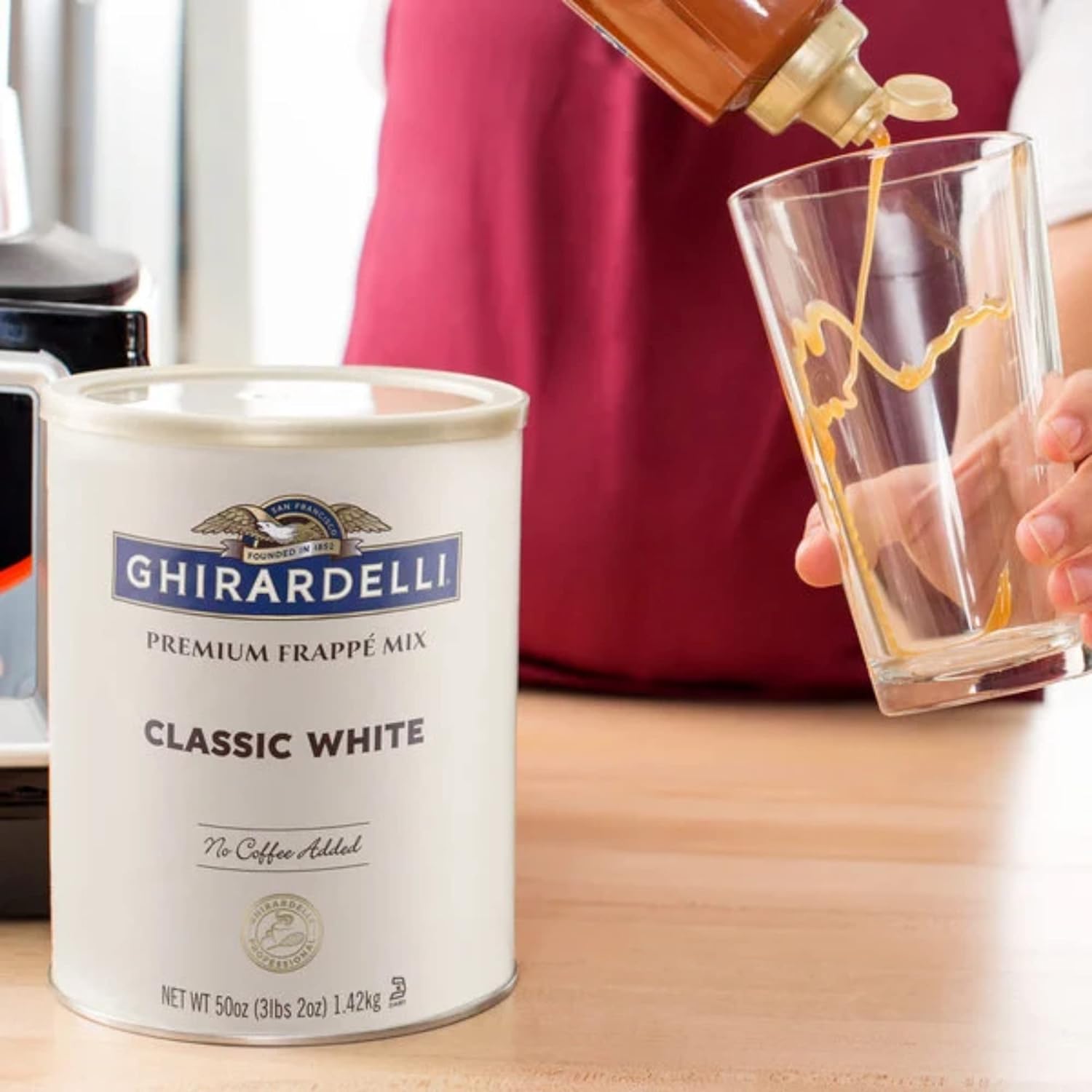 Ghirardelli Classic White Premium Frappé Mix, 3.12 lb Can with Ghirardelli Stamped Barista Spoon : Grocery & Gourmet Food