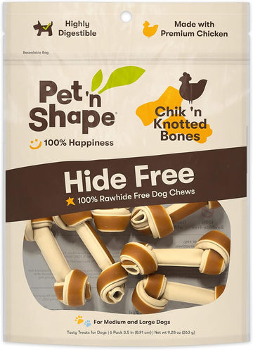 Pet 'N Shape Hide Free Chik 'N Knot Bones, 6 Count 9.28 Oz - Rawhide Free Dog Treats - No Hide Alternative Chew Treat For All Life Stages