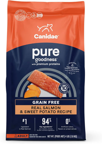 Canidae Pure Real Salmon & Sweet Potato Recipe Adult Dry Dog 4 Lb (Packaging May Vary)