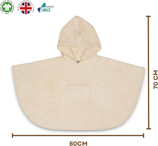 Organic Cotton Hooded Baby Poncho - Gots Certified 100% Organic Cotton, Ultra Soft, Undyed And Unbleached, Hypoallergenic