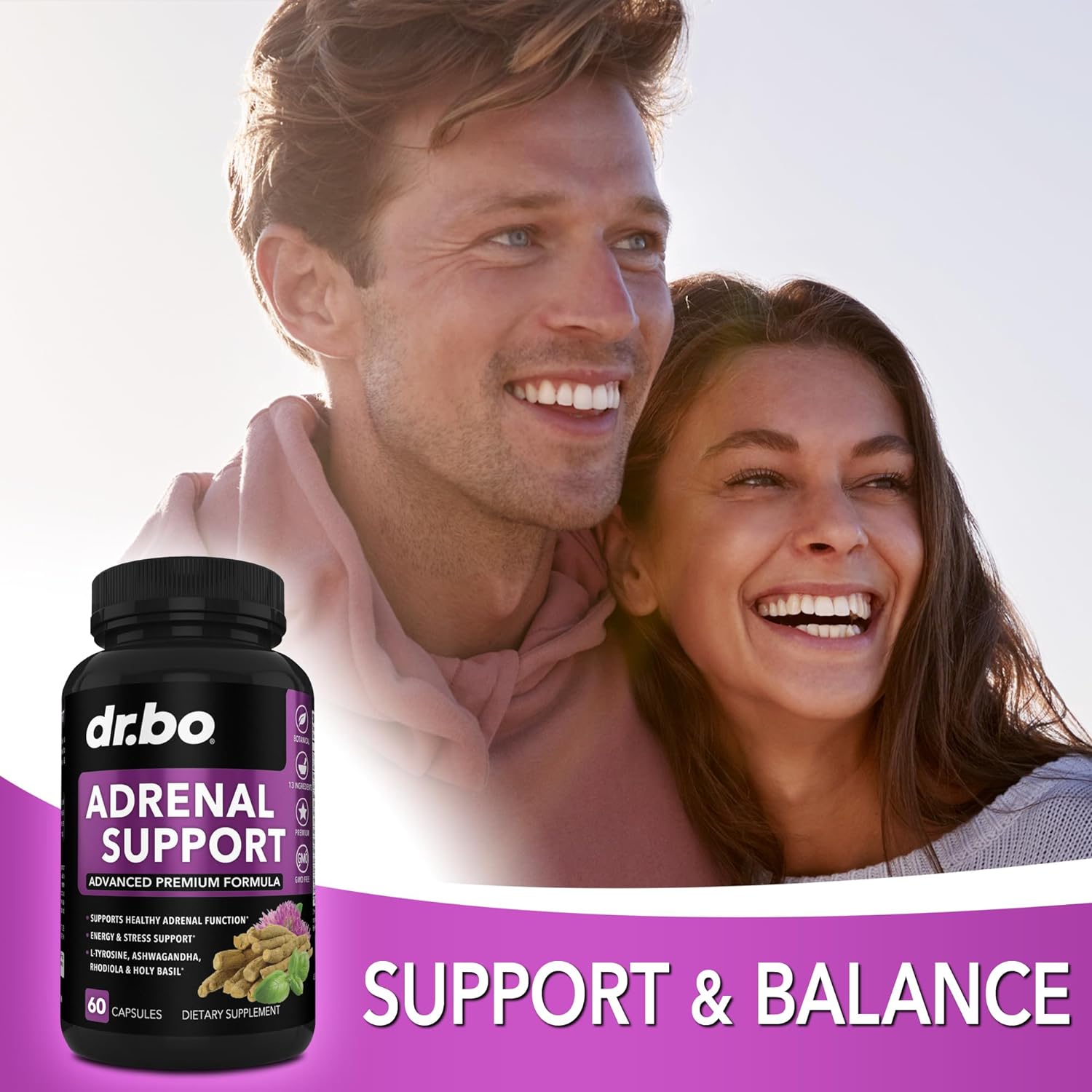 Adrenal Support Cortisol Manager Supplement - Adrenal Fatigue Supplements for Women & Men with Natural Adaptogen Ashwagandha Holy Basil Rhodiola L Tyrosine Complex Adrenal Cortisol Health - 60 Pills : Health & Household