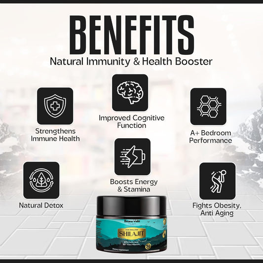 Pure Himalayan Organic Shilajit Resin For Men & Women - 100% Authentic, 3Rd Party Lab Tested, Natural Grade-A Supplement For Energy & Immune Support - Fulvic Acid & Trace Minerals - 30 Grams