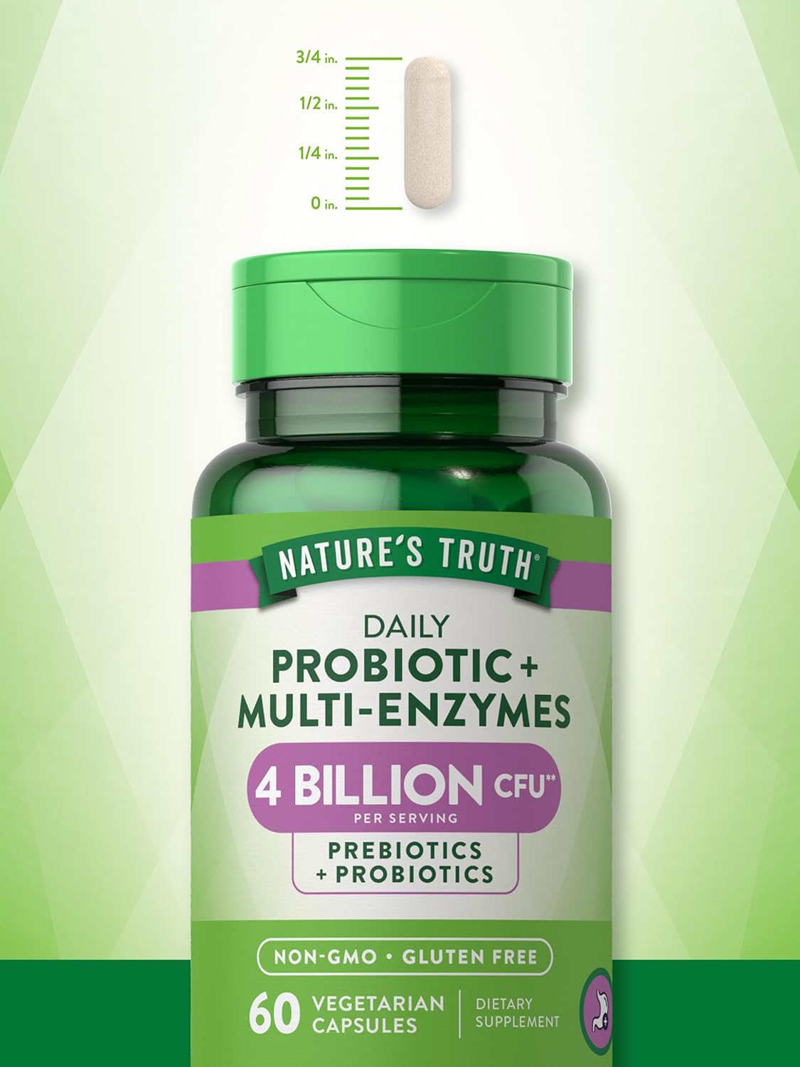 Nature's Truth Probiotics with Enzymes | 60 Capsules | Stomach Friendly for Men and Women | Non-GMO and Gluten Free Digestive Health Supplement : Health & Household