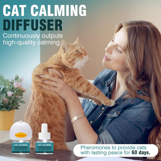 Cat Calming Diffuser 3 In 1 Multicat Calming Pheromones Diffusers Relief Stress Anxiety Fighting Scratching 60 Days Calm Relaxing Pheromone For Cats Kit 48Ml Refill Fits All Common Diffuser Plug In