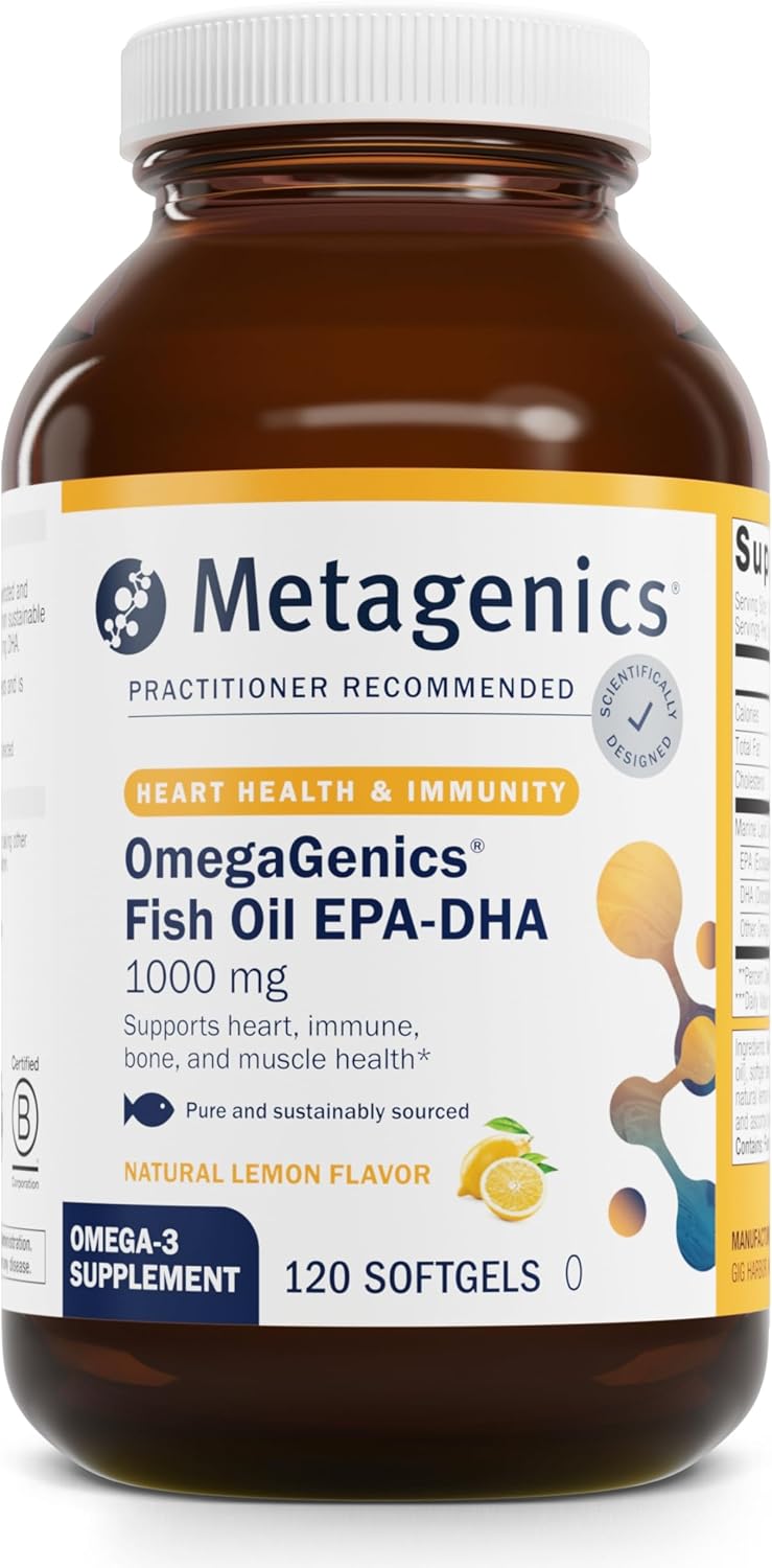 Metagenics Omegagenics Fish Oil Epa-Dha 1000 - Omega-3 Fish Oil Supplement - For Heart Health, Musculoskeletal Health & Immune System Health* - With Dha & Epa - 120 Softgels