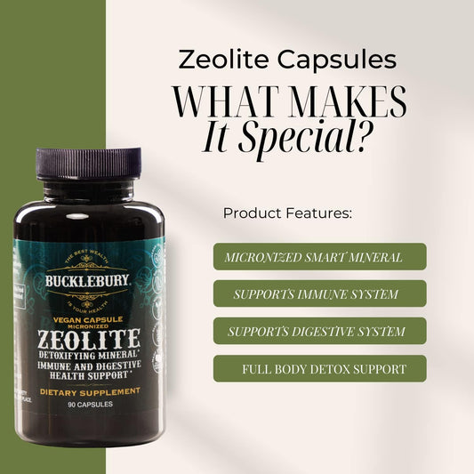 BUCKLEBURY Zeolite Micronized Smart Mineral Capsules - Supports Detox, Immune & Digestive Tract Health - 90 Vegan Capsules