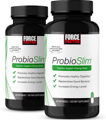 Force Factor Probioslim Probiotic Supplement For Women And Men With Probiotics And Green Tea Extract, Reduce Gas, Bloating, Constipation, Support Digestive And Gut Health, 120 Capsules (2-Pack)