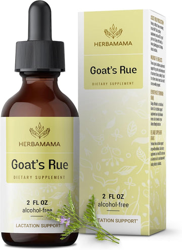 Herbamama Goat'S Rue Lactation Supplement - Galega Officinalis Vegan Breastfeeding Drops - Lactation Support Goat'S Rue Tincture - Alcohol & Sugar-Free, 28-Day Supply