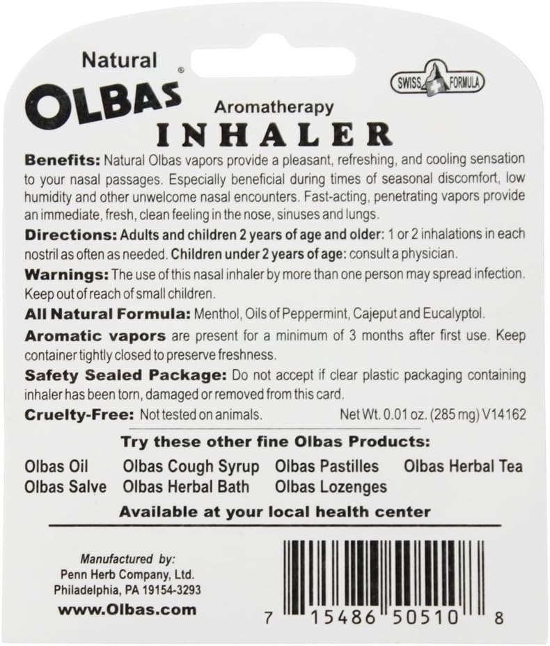 Olbas Inhaler, Pocket Size - 285 mg., 1 pc. : Allergy And Sinus Homeopathic Remedies : Health & Household