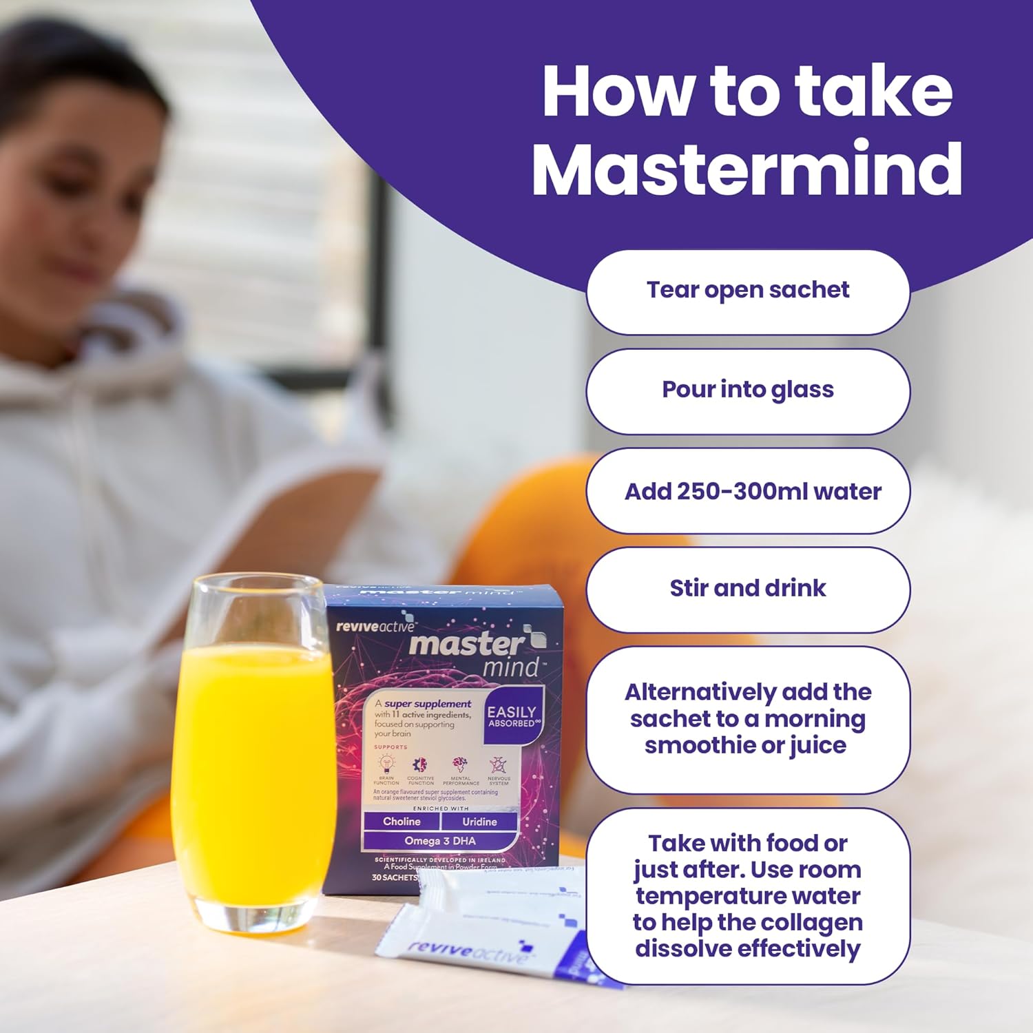 Mastermind Super Supplement by Revive Active - Supports Brain & Cognitive Function in 1 Daily Sachet - Mental Performance with Omega 3 DHA, Vitamin B5, Uridine & Choline - 30 Day Supply : Amazon.co.uk: Health & Personal Care